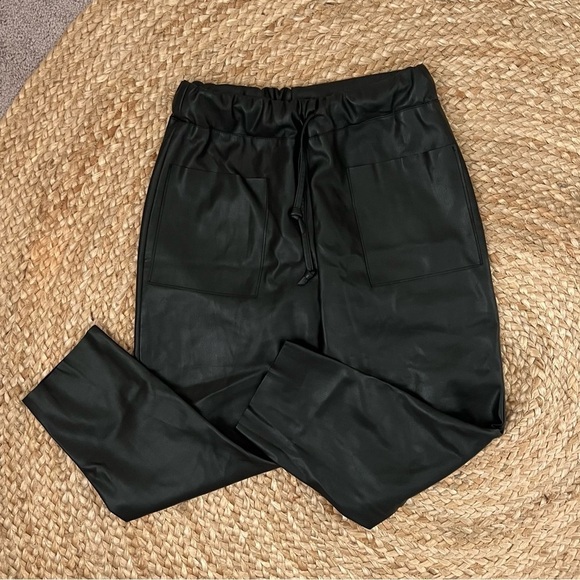Zara Cropped Faux Leather Drawstring Pants - Picture 5 of 8
